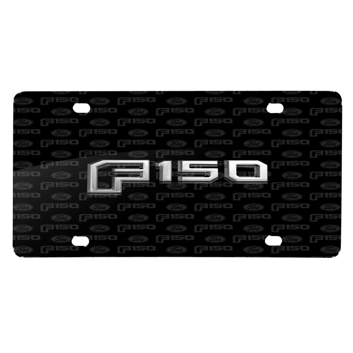 Ford F-150 2015 Up 3d Logo On Pattern Black Aluminum License Plate Official Licensed Universal Fit For Car Suv Truck 12 In X 6