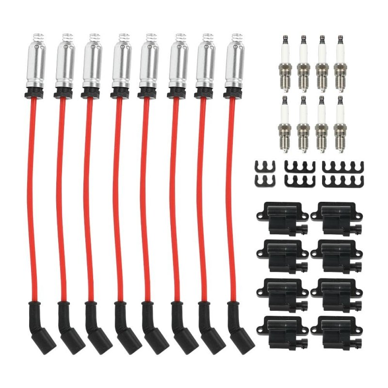8 Pack Square Ignition Coil Spark Plug Wire Kit For Chevy Silverado Express Gmc Savana Sierra Yukon Hummer H2 1999 2007 41 962