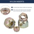 25pcs 1 4 -28 Nylon Insert Hex Lock Nuts Carbon Steel Self-locking Stop Nut For Industrial Construction Fasteners Color Zinc