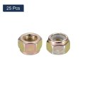 25pcs 1 4 -28 Nylon Insert Hex Lock Nuts Carbon Steel Self-locking Stop Nut For Industrial Construction Fasteners Color Zinc