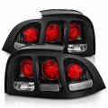 Amerilite For 1994-1998 Ford Mustang Black Bezel Replacement Brake Lamp Taillights Set Passenger And Driver Side