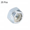 Uxcell 10 -32 Nylon Insert Hex Lock Nuts Carbon Steel White Zinc Plated Pack Of 25