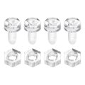 100 Sets Clear Acrylic Screws And Nuts Kit M4 X 8mm Pc Transparent Round Head Phillips Bolts With Hex For Machine Electronic 