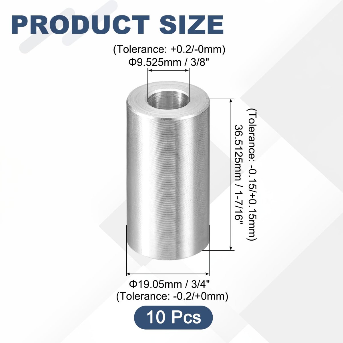 10 Piece Aluminum Spacer 3 4 In Od By 8 Id 1 7 16 Length Round Metal Standoff Bushing Plain Finish Unthreaded For Screws Bolts