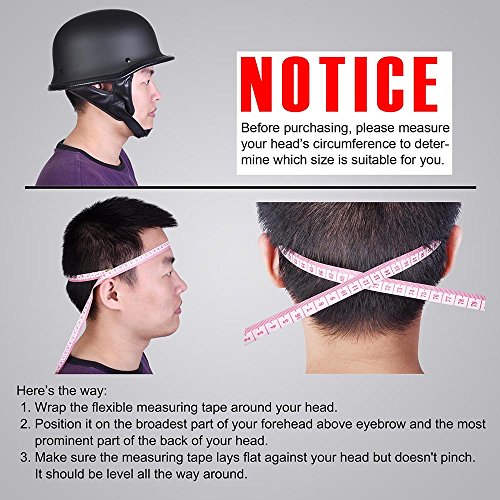 Yescom Dot German Style Motorcycle Half Helmet Open Face Cruiser Chopper Biker Skull Cap Black M