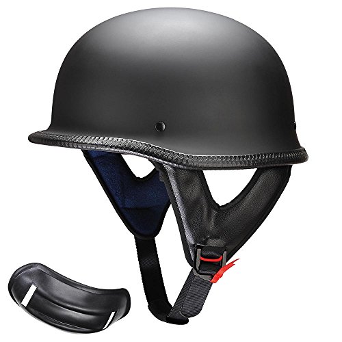 Yescom Dot German Style Motorcycle Half Helmet Open Face Cruiser Chopper Biker Skull Cap Black M