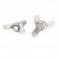 Uxcell M6 X 12mm Thread 304 Stainless Steel Wing Bolt Butterfly Screw Silver Tone 5pcs