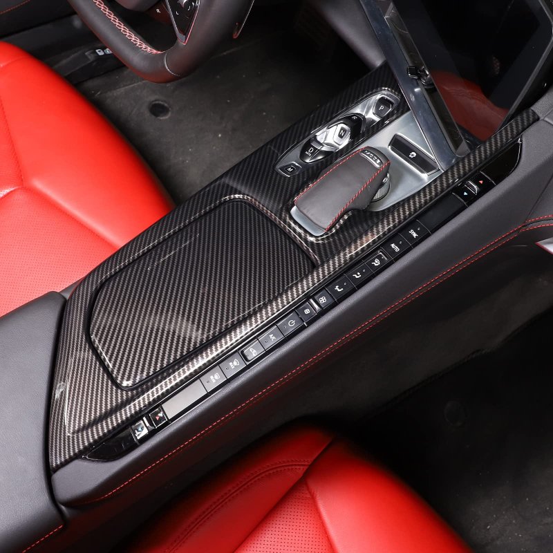 Sekhyna Gear Shift Panel Cover Trim Abs 2pcs For Corvette C8 Stingray 2020-2023 Center Console Anti-slip Switch Abs Carbon