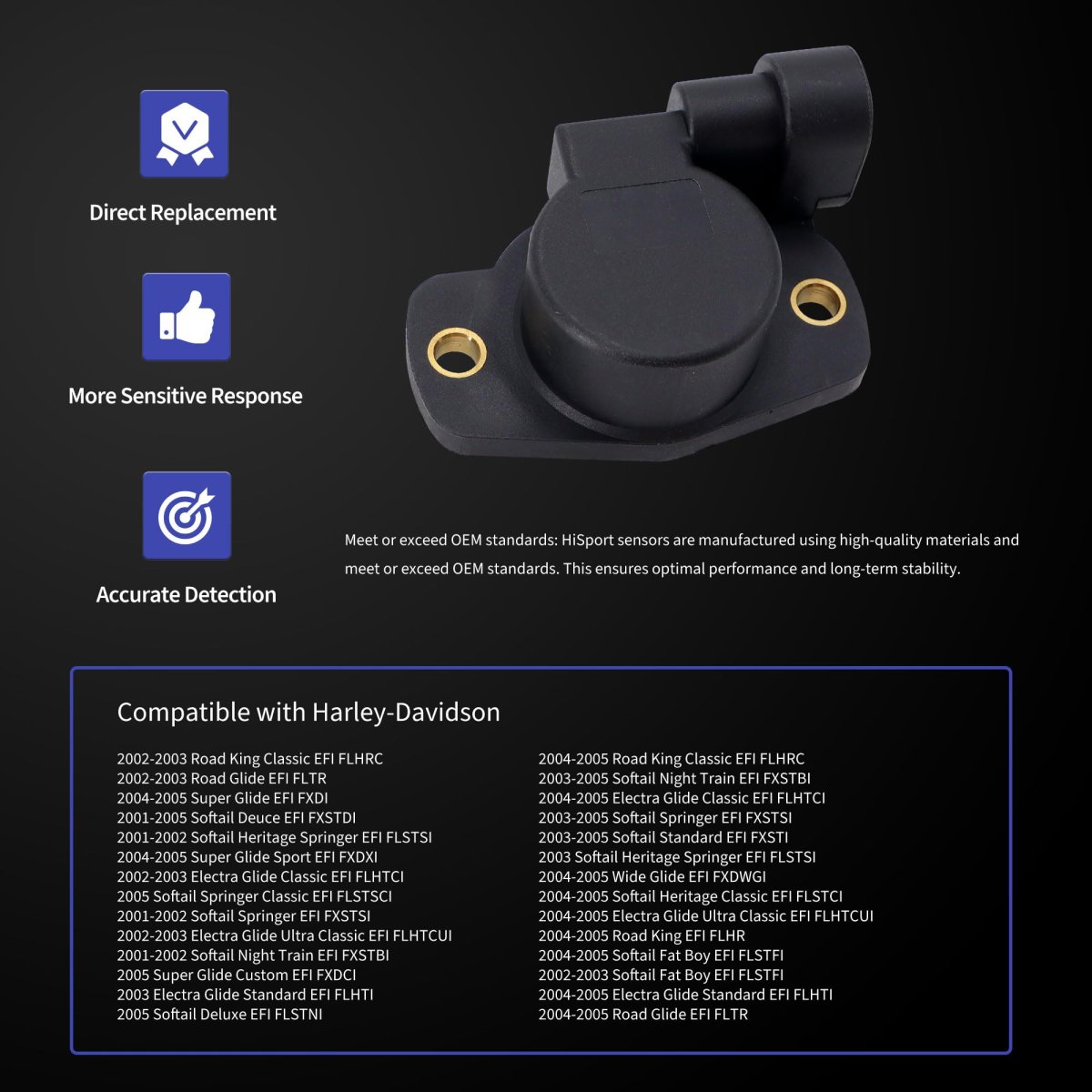 Mc1414 Throttle Position Sensor Tps For Harley Davidson Softail Deuce Efi Fxstdi 2001 2005 Replaces 7701204055 Road Glide