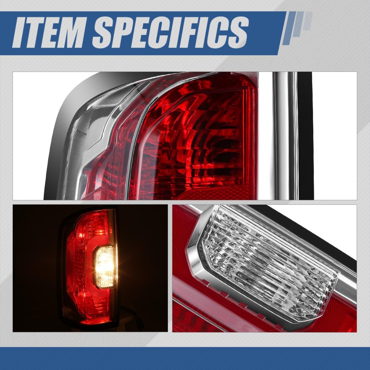 Auto Dynasty Tail Lights Assembly Rear Lamps For 2015-2022 Gmc Canyon Driver And Passenger Side Chrome Housing Red Clear Lens
