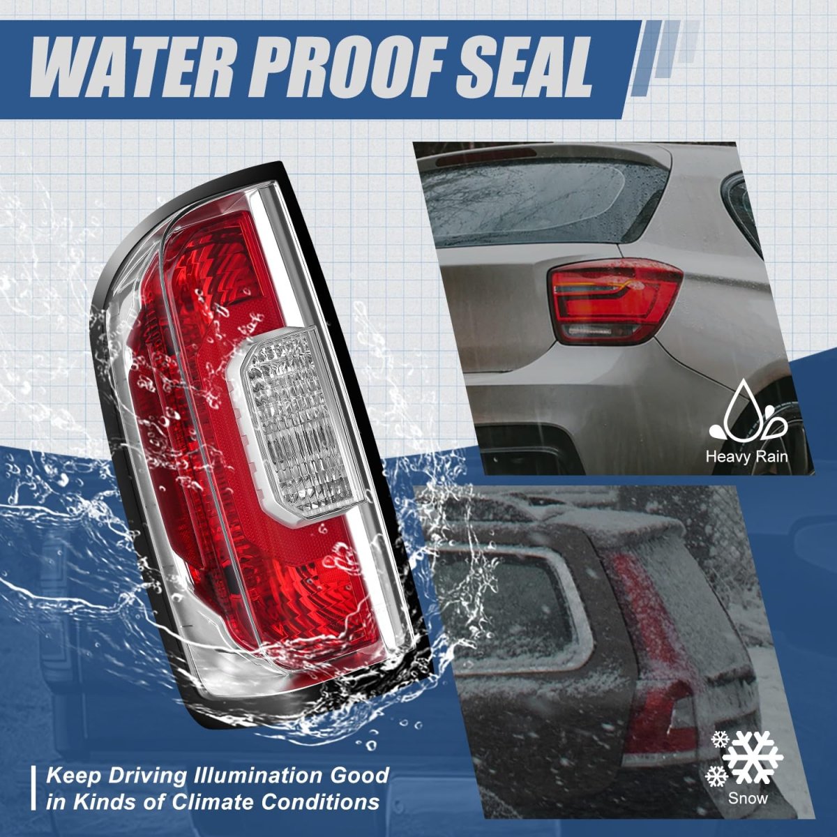 Auto Dynasty Tail Lights Assembly Rear Lamps For 2015-2022 Gmc Canyon Driver And Passenger Side Chrome Housing Red Clear Lens