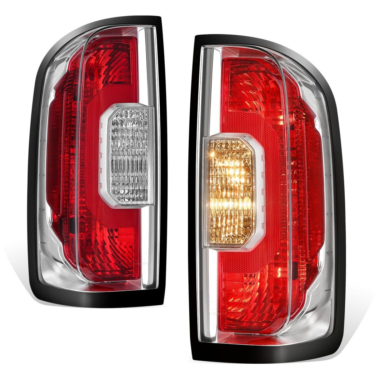 Auto Dynasty Tail Lights Assembly Rear Lamps For 2015-2022 Gmc Canyon Driver And Passenger Side Chrome Housing Red Clear Lens