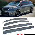 Premium Black Trim Clip-on Window Visor Rain Guard Deflector Compatible With 2011-2020 Toyota Sienna