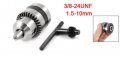 Uxcell Drill Chucks 3 8-24unf Threaded 1 5-10mm Capacity With Chuck Key For Electric Impact Corded Cordless