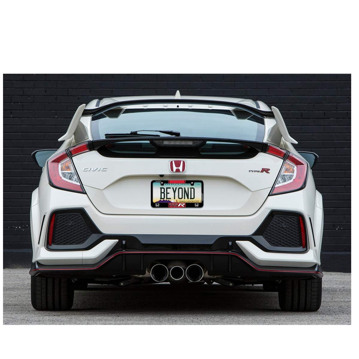 Honda Civic Type R Red Racing Stripe Black Metal License Plate Frame 12 In X 6 Universal Fit Cast Zinc Powder Coated With Screw