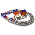 Auto Dynasty Universal Blue Aluminum 10-row Engine Oil Cooler Filter Relocation Kit