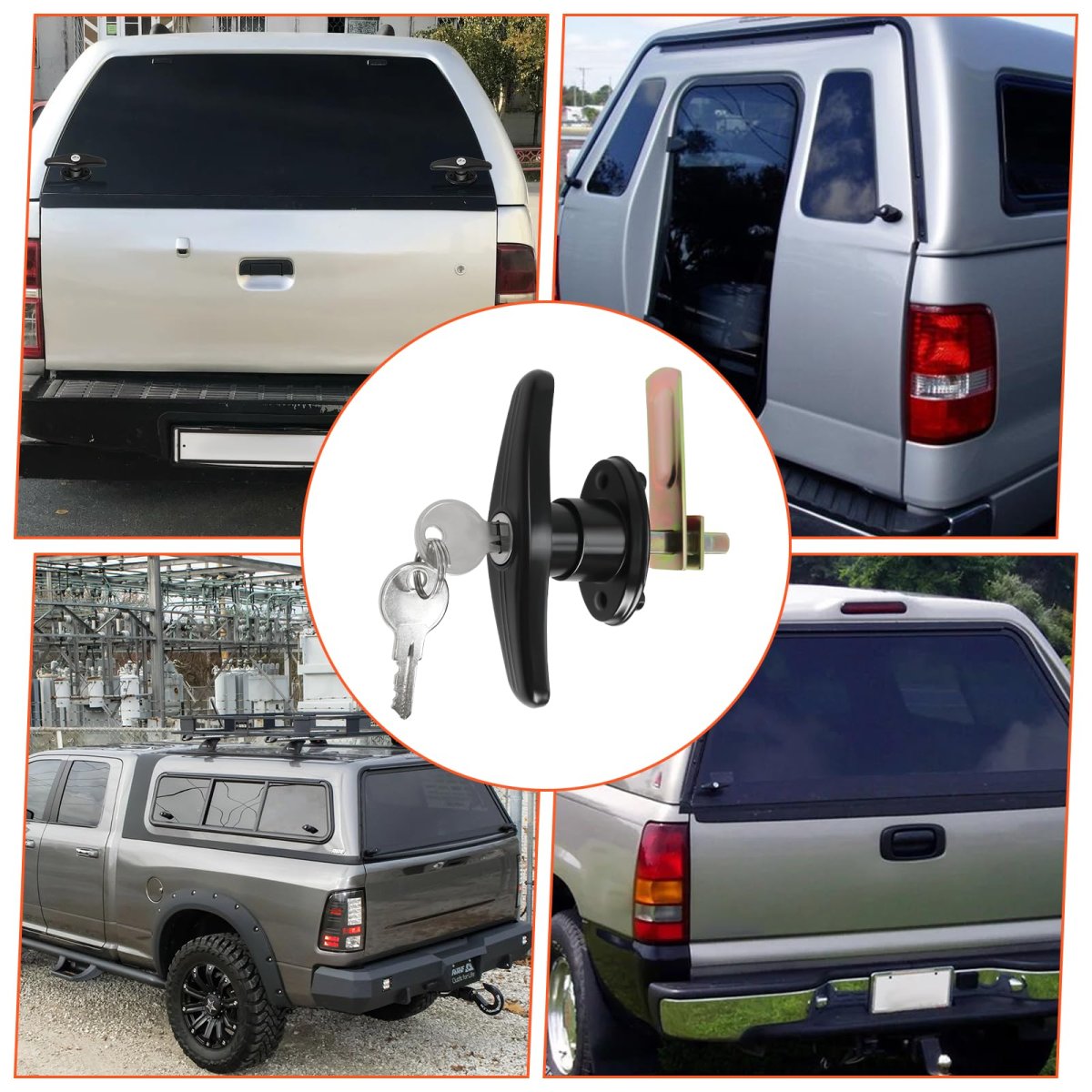 Matching Set T Handle Lock Replacement Kit For Truck Camper Shell Cap And Tonneau Covers L R Pair With 4 Keys Dust Alloy Steel