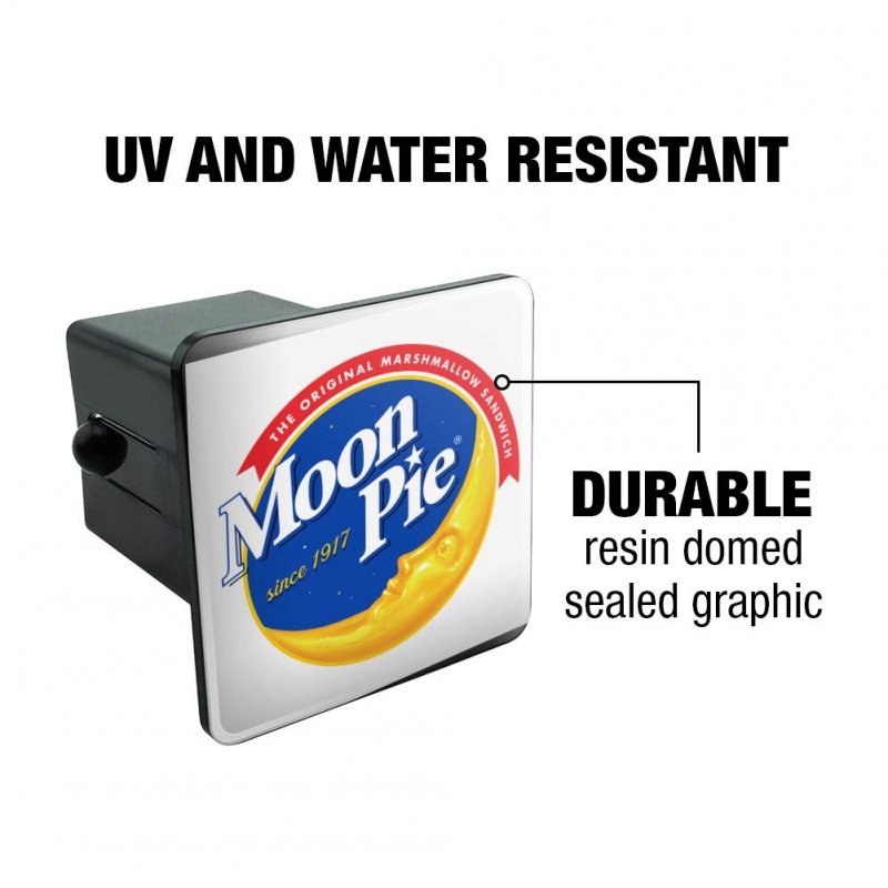 Moonpie Logo Tow Trailer Hitch Cover Plug Insert For 2 Receivers Heavy Duty Black Abs Plastic With Uv Resistant Resin Top 3 X