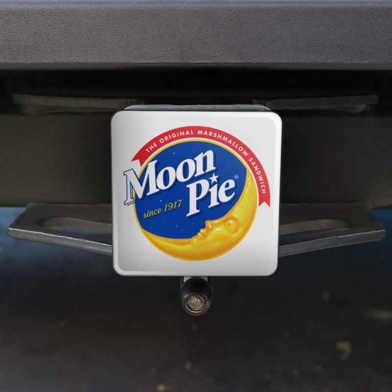 Moonpie Logo Tow Trailer Hitch Cover Plug Insert For 2 Receivers Heavy Duty Black Abs Plastic With Uv Resistant Resin Top 3 X