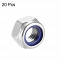 Uxcell Hex Lock Nuts M12 X 1 75mm Stainless Steel Nylon Insert Self-locking For Fasteners 20pcs Silver Tone