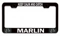 Keep Calm And Catch Marlin Fishing Black Metal License Plate Frame Tag Holder E75 