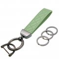 Leather Car Key Chain Holder For Men And Women Universal Keychain With Anti Lost D Ring 3 Keyrings Screwdriver Rotatable Green 