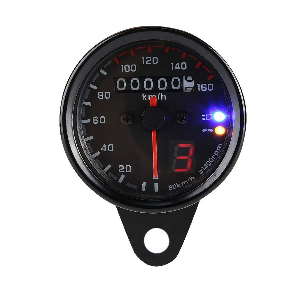 Motorcycle Speedometer Odometer Dc12v Dual Digital Gauge For Atv Shockproof Abs Iron Housing With Led Backlight High Accuracy