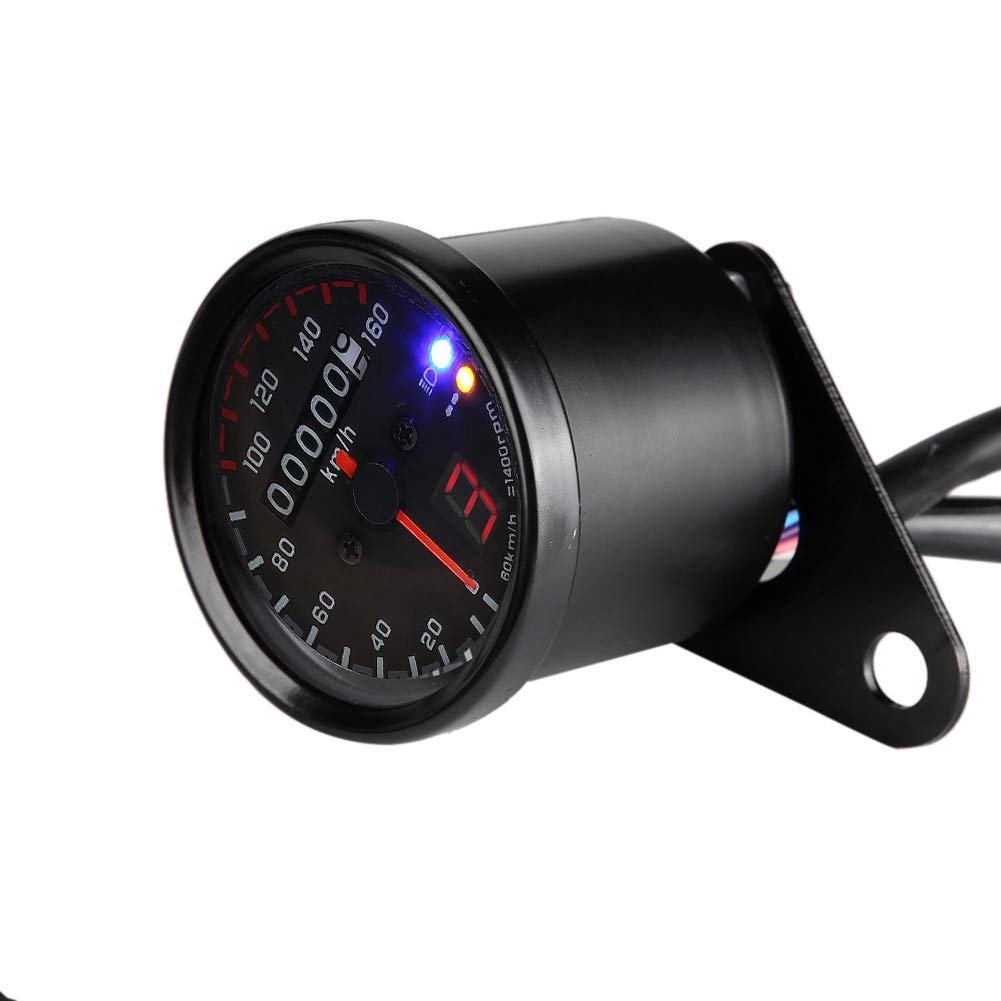 Motorcycle Speedometer Odometer Dc12v Dual Digital Gauge For Atv Shockproof Abs Iron Housing With Led Backlight High Accuracy
