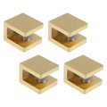 4pcs Glass Shelf Clips U Clamp Adjustable Support Brackets Gold Brass No Drill Hardware For 8 To 10mm Acrylic And Wood Shelves 