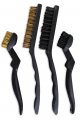 Toolusa 4-piece Brass Steel Wire Brushes 8 5 21 6 Cm  16 Sizes Angled Heads For Precision Cleaning Rust Paint Corrosion Removal 