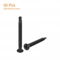 Uxcell 8 X 1-3 4 Sheet Metal Screws 50pcs Black Oxide 410 Stainless Steel Flat Head Phillips Drive Self Drilling