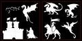 Auto Vynamics Stickerpack-dragonset01-10-gwhi Gloss White Vinyl Detailed Castle Dragons Sticker Pack Includes Knights A More 
