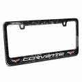 Ipick Image For Chevrolet Corvette C6 Dual Logo Real Black Forged Composite Carbon Fiber License Plate Frame