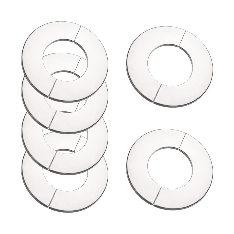 Wall Split Flange Stainless Steel Round Escutcheon Plate For 28mm Diameter Pipe 6pcs