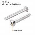 Uxcell M5x40mm Machine Screws Hex Socket Round Head Screw 304 Stainless Steel Fasteners Bolts 20pcs