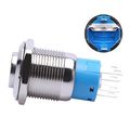 Werfamily 19mm Latching Push Button Switch 1no 1nc Spdt On Off Waterproof Stainless Steel Metal High Round Cap With Yellow Dot