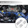 X Autohaux 4 Set 8mm Car Engine Spark Plug Wire Separator Looms Divider Organizer Clamp Aluminum Alloy Silver Tone