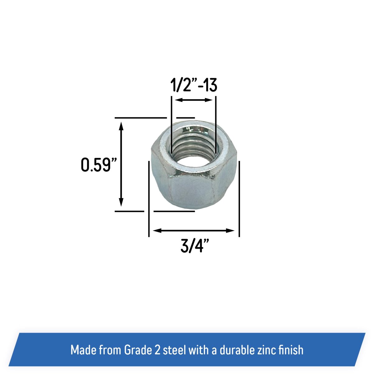 Elastic Type Hex Lock Nut 1 2 -13 Replacement For Scag 04021-07