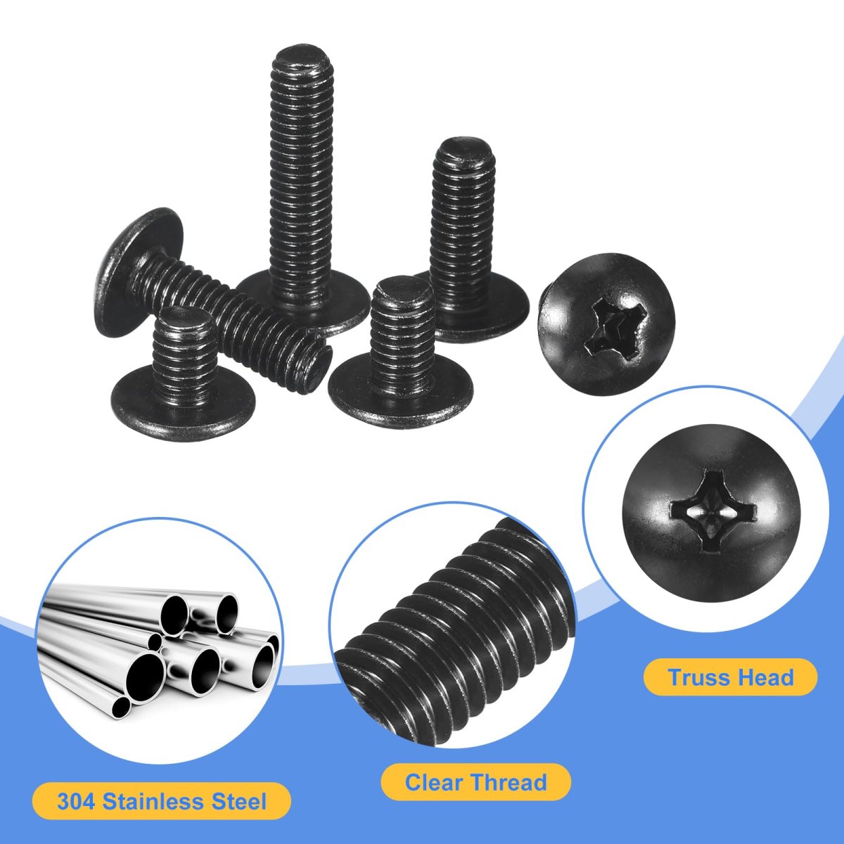 10-24 X 3 4 Truss Head Phillips Machine Screws Full Thread Drive 304 Stainless Steel 18-8 Black Oxide Finish Quantity 100