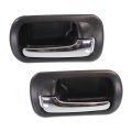Rear Interior Door Handle Pair For Honda Civic 2001 2002 2003 2004 2005 Black Bezel With Chrome Lever Fits Ex Lx Hybrid 