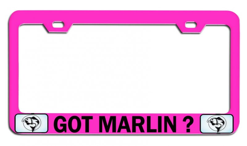 Got Marlin Fishing Pink Metal License Plate Frame Tag Holder R96