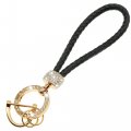Loryvan Diamond-studded Key Chains Woven Lanyard Hand Wrist Chain For Men And Women With Bling Rhinestones Metal Round Clip 