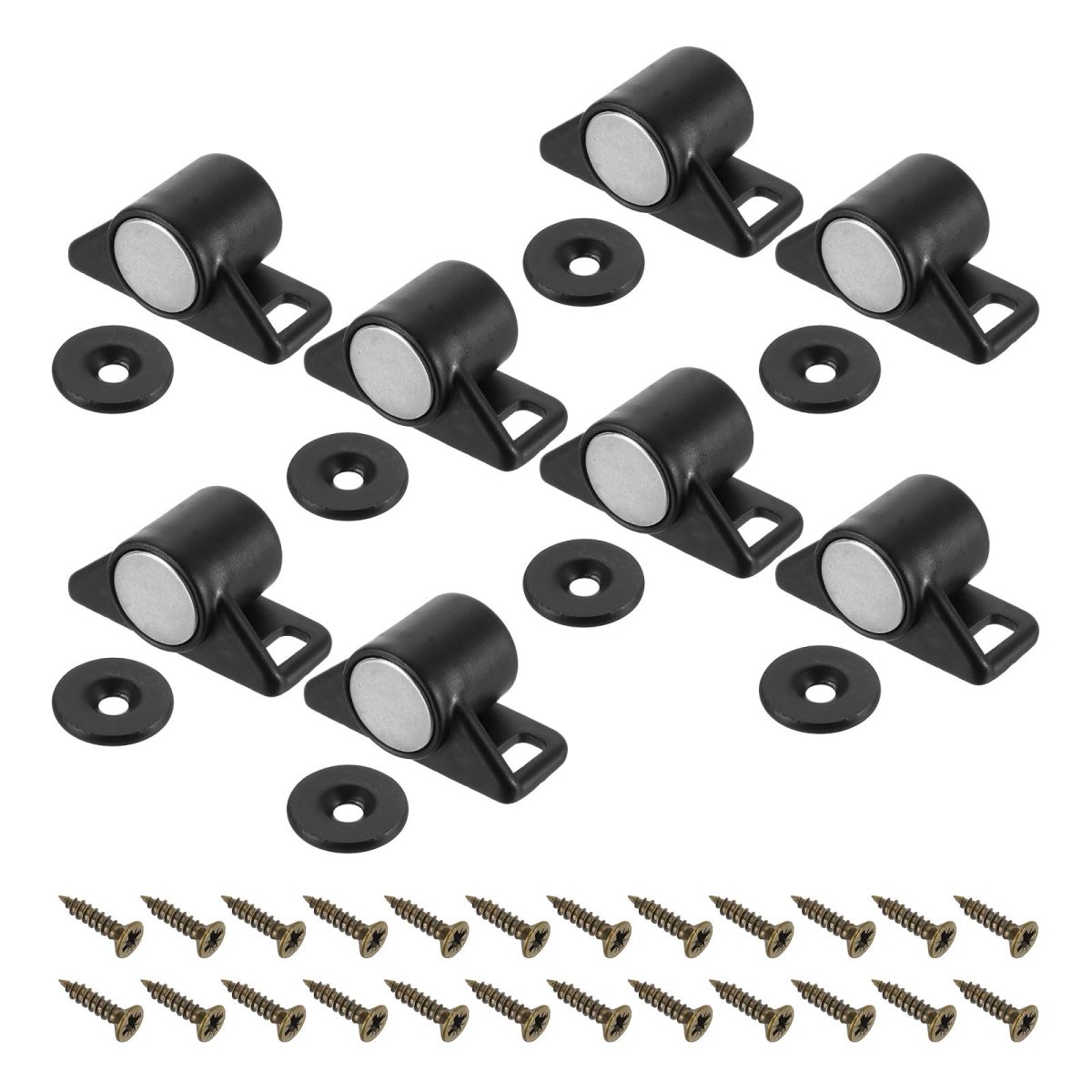 8 Pcs Cabinet Door Catch Latch Metal Magnetic Lock With Screw For Cupboard Kitchen Closet Wardrobe Black