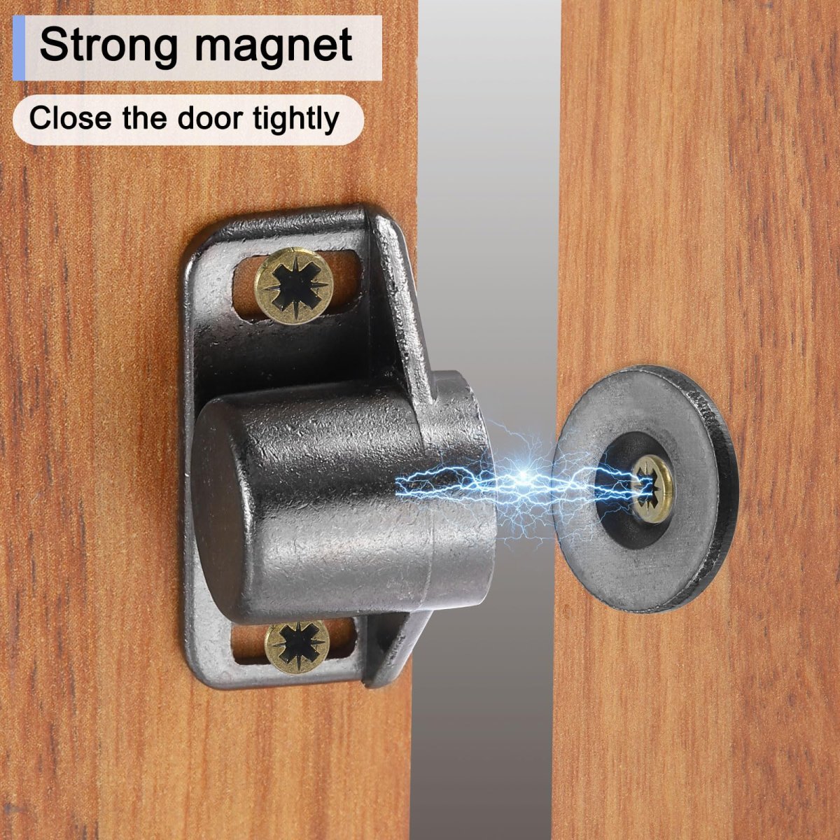 8 Pcs Cabinet Door Catch Latch Metal Magnetic Lock With Screw For Cupboard Kitchen Closet Wardrobe Black