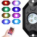 Auxbeam Rock Lights 8 Pods Rgb Led For Trucks Multicolor Changing Jeep Waterproof Underglow Wheel Well Bluetooth Control Kit 