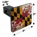 Rustic Distressed Maryland State Flag Tow Trailer Hitch Cover Plug Insert