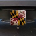 Rustic Distressed Maryland State Flag Tow Trailer Hitch Cover Plug Insert