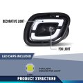 Pit66 Led Fog Lights Lamp For Freightliner Cascadia 2008-2017 Clear Lens Black Housing