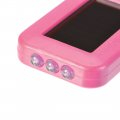 Uxcell Mini Led Keychain Flashlight Torch Solar Energy Power Pink With Hook For Camping Hiking Fishing
