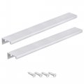 Finger Edge Pull Handle 400mm 15 7 Inch Aluminum Alloy Modern Style Concealed Tab Drawer Pulls Silver Tone 2 Pcs 
